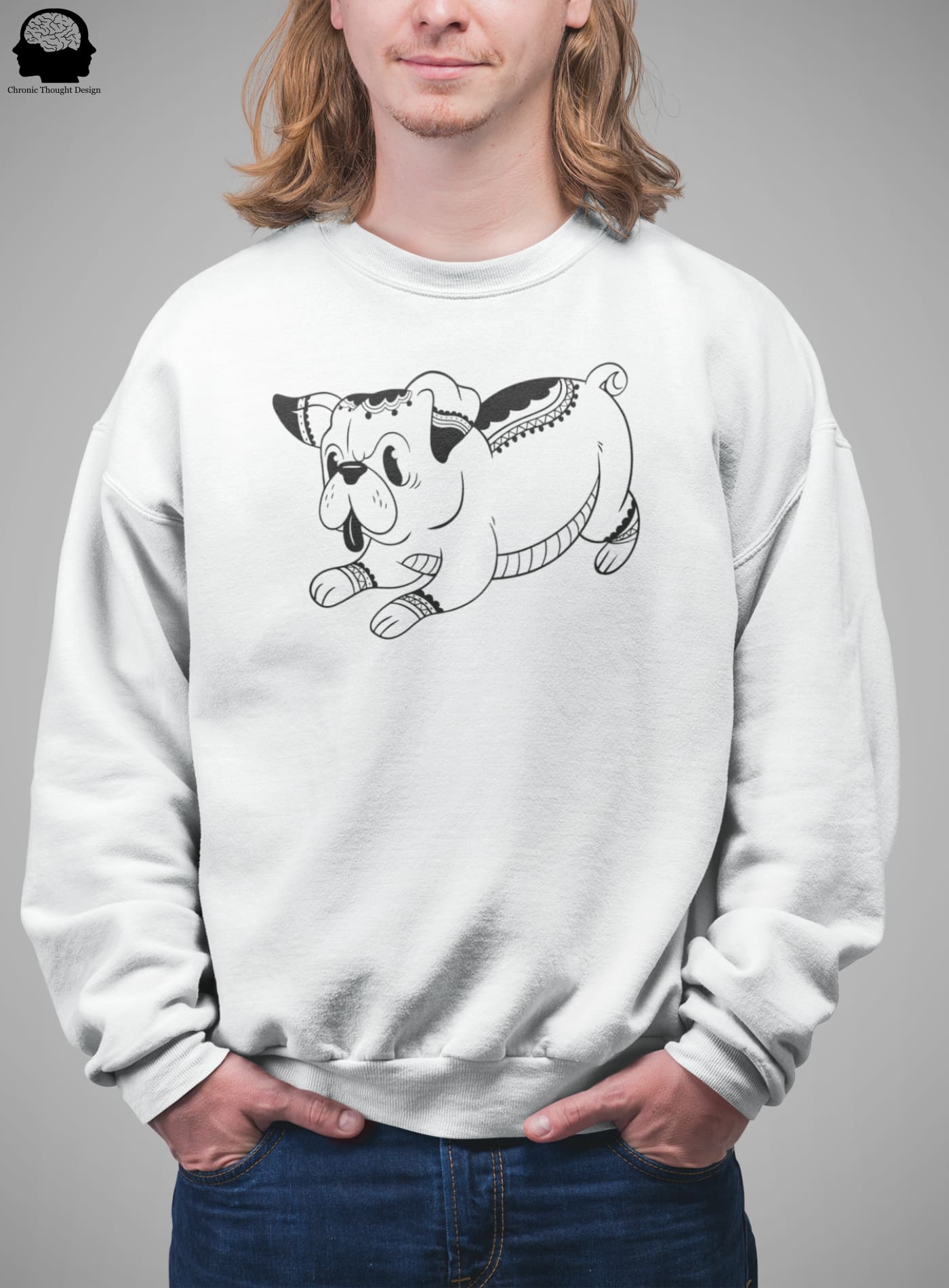 Cartoon Pug Fleece Pullover